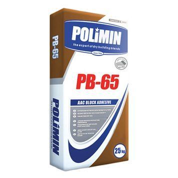 Клей для газобетону та піноблоків Полімін (Polimin) ПБ65 AAC Block Adhesive, білий, 25кг 000-12200117-4021 фото