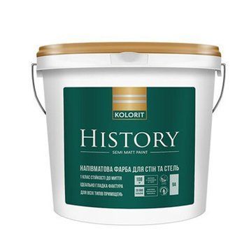 Інтер&rsquo;єрна акрилова фарба напівматова Колорит (Kolorit) History, білий, 0,9 л 000-11307067-3530 фото