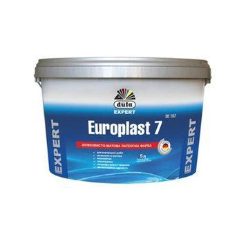 Інтер&rsquo;єрна латексна шовковисто-матова фарба Дюфа Europlast 7 DЕ 107, білий, 5 л 000-109010035-3502 фото