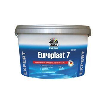 Інтер&rsquo;єрна латексна шовковисто-матова фарба Дюфа Europlast 7 DЕ 107, білий, 2,5 л 000-109010034-3503 фото