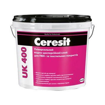 Клей акриловий для ПВХ та текстильних покриттів Церезіт (Ceresit) UK400, 14кг 000-10107067-6306 фото