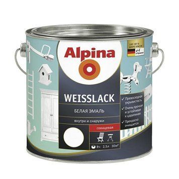 Емаль алкідна WEISSLACK, Альпіна(Alpina), білий глянець, 2,5 л 000-98864435-3456 фото