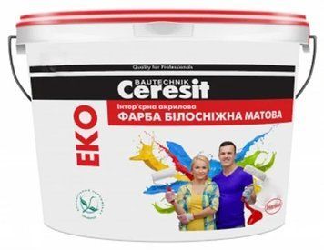 Інтер&rsquo;єрна акрилова фарба матова Церезіт (Ceresit) Eko, білий, 4,2 кг 000-10110148-3312 фото
