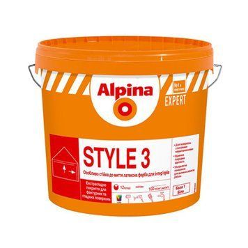 Фарба інтер'єрна латексна Альпіна (Alpina) Style 3, матовий, база 1, 1л 000-98867391-3365 фото