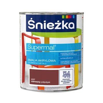 Емаль акрилова Снєжка (Sniezka) Supermal, напівглянецевий, червоний, А307, 0.8л 000-98875644-3467 фото